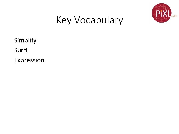 Key Vocabulary Simplify Surd Expression 