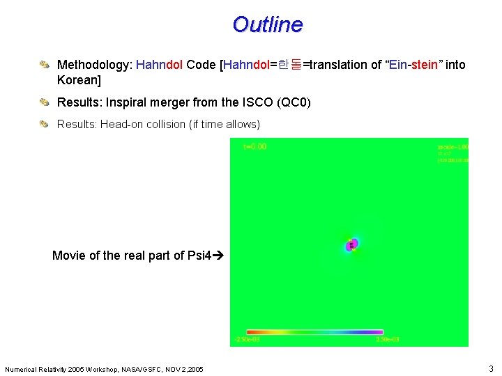 Outline Beyond Einstein: From the Big Bang to Black Holes Methodology: Hahndol Code [Hahndol=한돌=translation