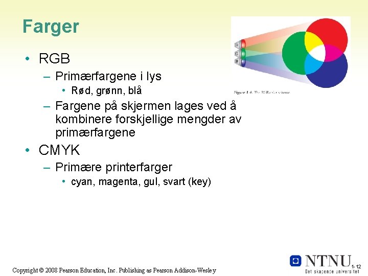 Farger • RGB – Primærfargene i lys • Rød, grønn, blå – Fargene på