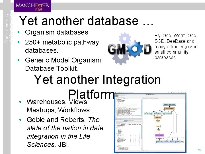 Yet another database … • Organism databases • 250+ metabolic pathway databases. • Generic