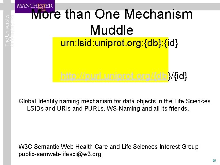 More than One Mechanism Muddle urn: lsid: uniprot. org: {db}: {id} http: //purl. uniprot.