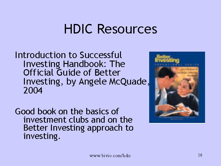 HDIC Resources Introduction to Successful Investing Handbook: The Official Guide of Better Investing, by