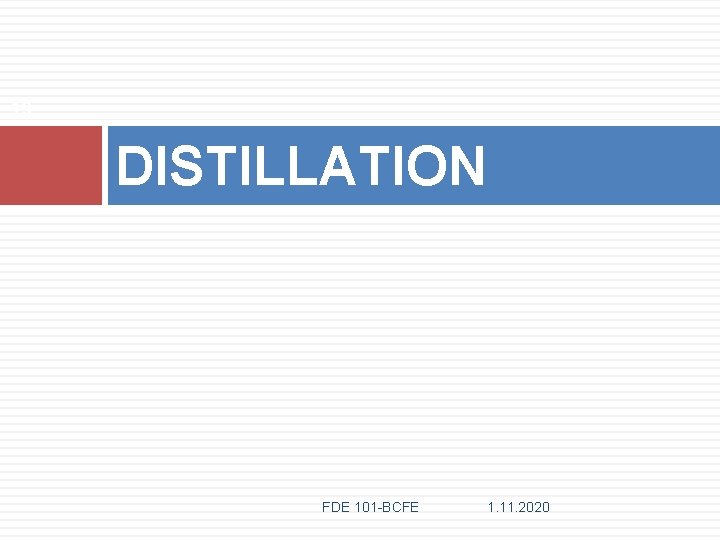 19 DISTILLATION FDE 101 -BCFE 1. 11. 2020 