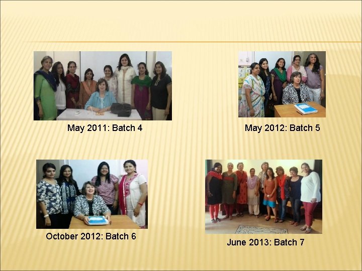 May 2011: Batch 4 October 2012: Batch 6 May 2012: Batch 5 June 2013: