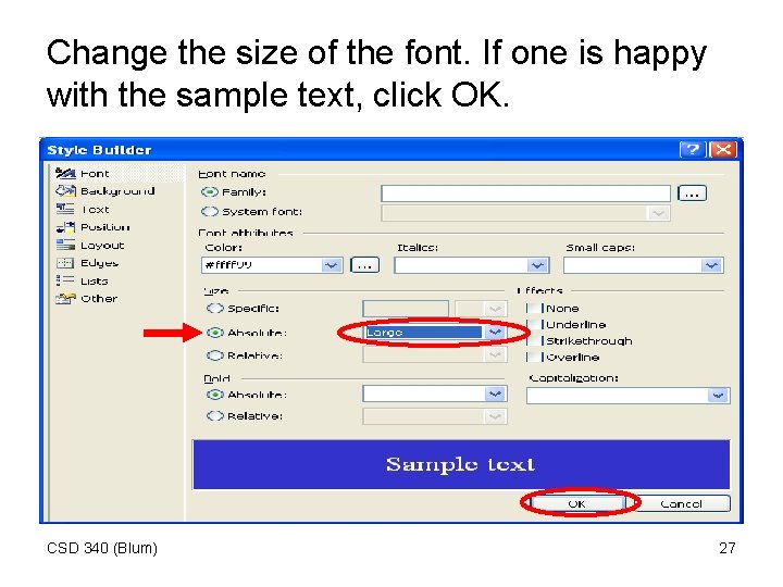 Change the size of the font. If one is happy with the sample text,