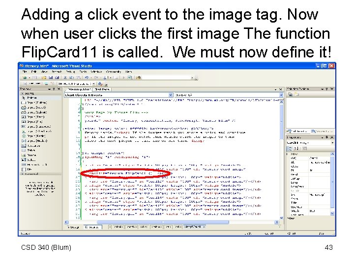 Adding a click event to the image tag. Now when user clicks the first