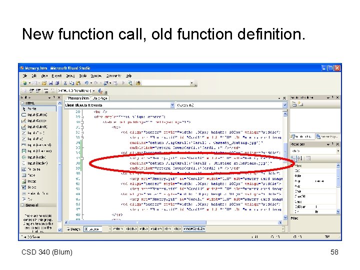 New function call, old function definition. CSD 340 (Blum) 58 