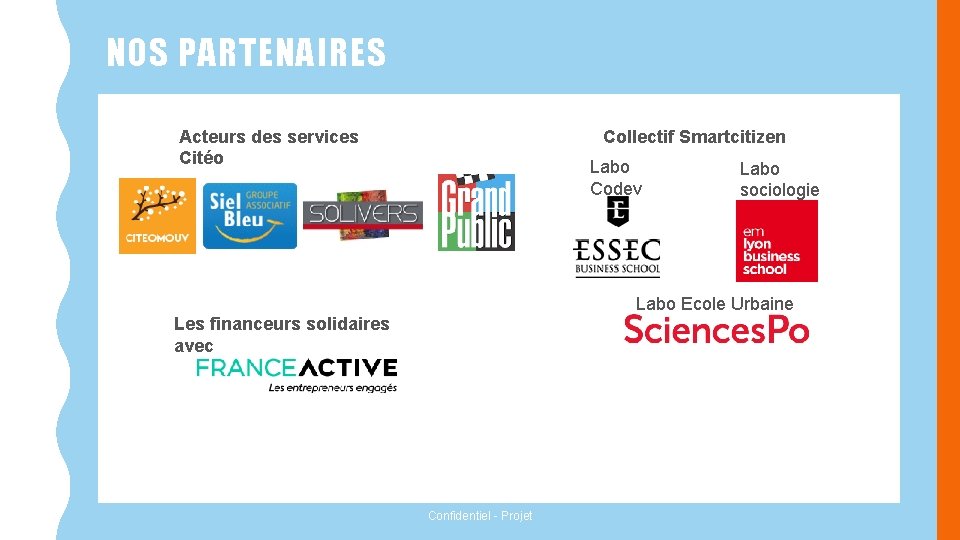 NOS PARTENAIRES Acteurs des services Citéo Collectif Smartcitizen Labo Codev Labo sociologie Labo Ecole