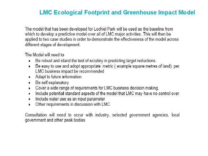 LMC Ecological Footprint and Greenhouse Impact Model 