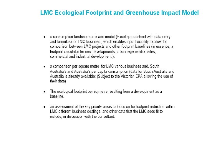 LMC Ecological Footprint and Greenhouse Impact Model 