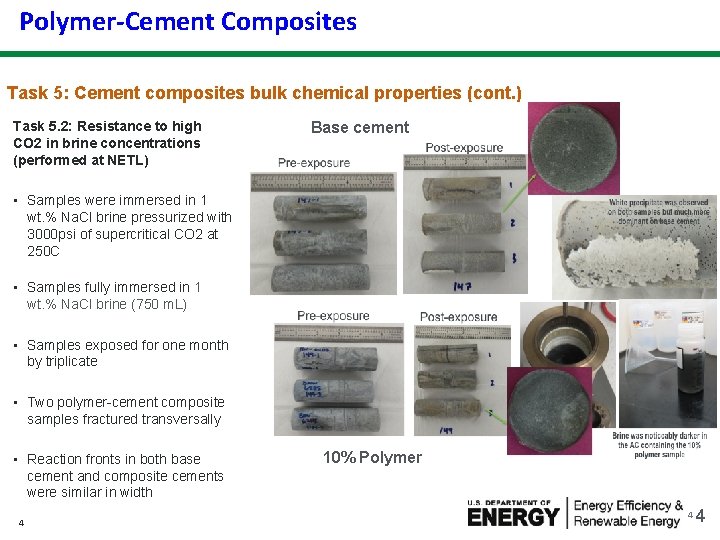 Polymer-Cement Composites Task 5: Cement composites bulk chemical properties (cont. ) Task 5. 2: