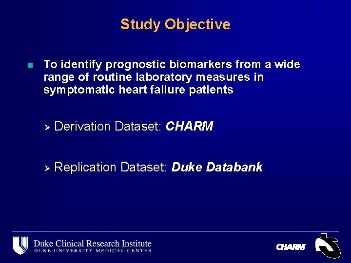 Study Objective n To identify prognostic biomarkers from a wide range of routine laboratory