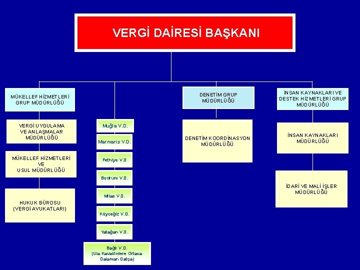 VERGİ DAİRESİ BAŞKANI DENETİM GRUP MÜDÜRLÜĞÜ MÜKELLEF HİZMETLERİ GRUP MÜDÜRLÜĞÜ VERGİ UYGULAMA VE ANLAŞMALAR