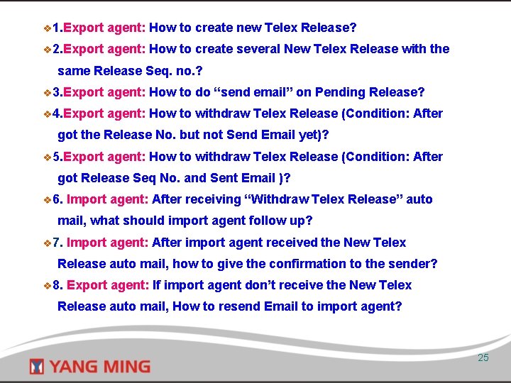 v 1. Export agent: How to create new Telex Release? v 2. Export agent: