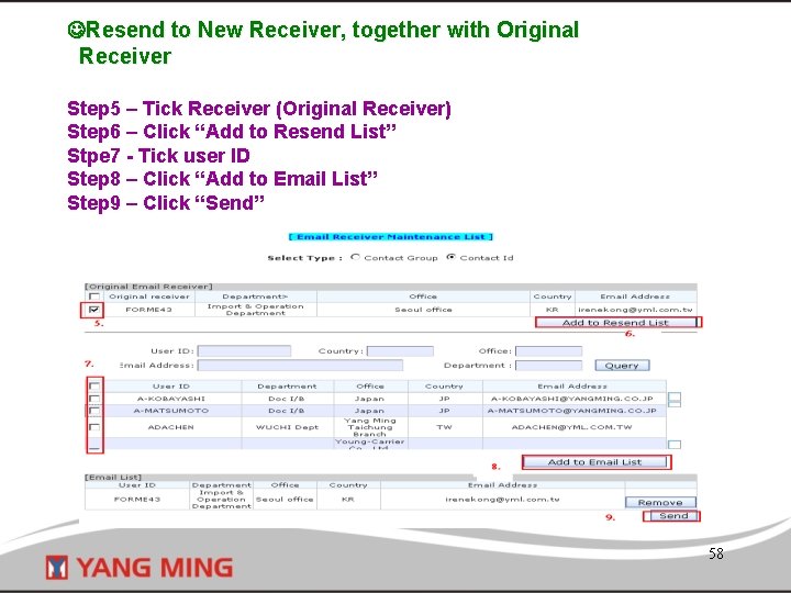  Resend to New Receiver, together with Original Receiver Step 5 – Tick Receiver