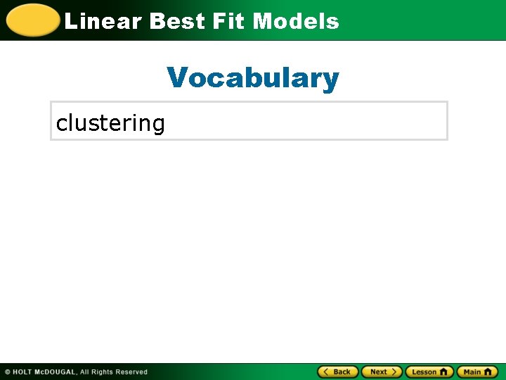 Linear Best Fit Models Vocabulary clustering 