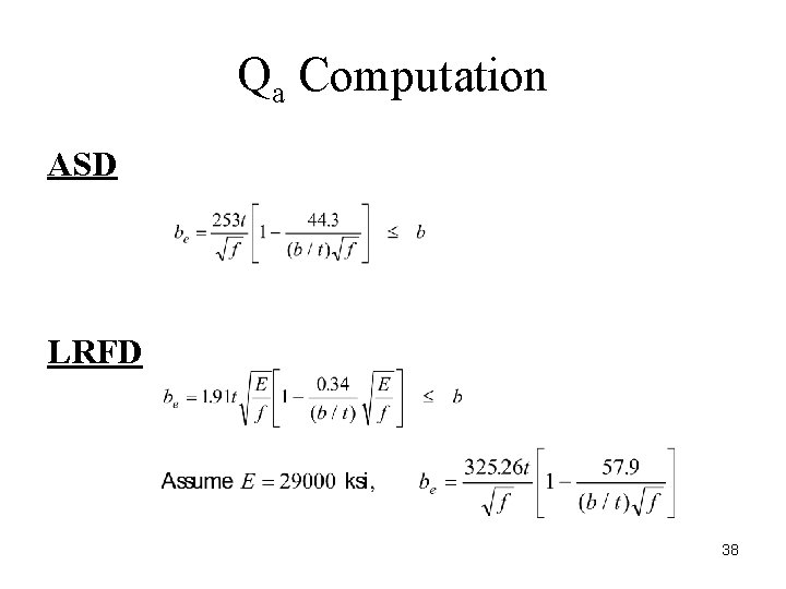 Qa Computation ASD LRFD 38 