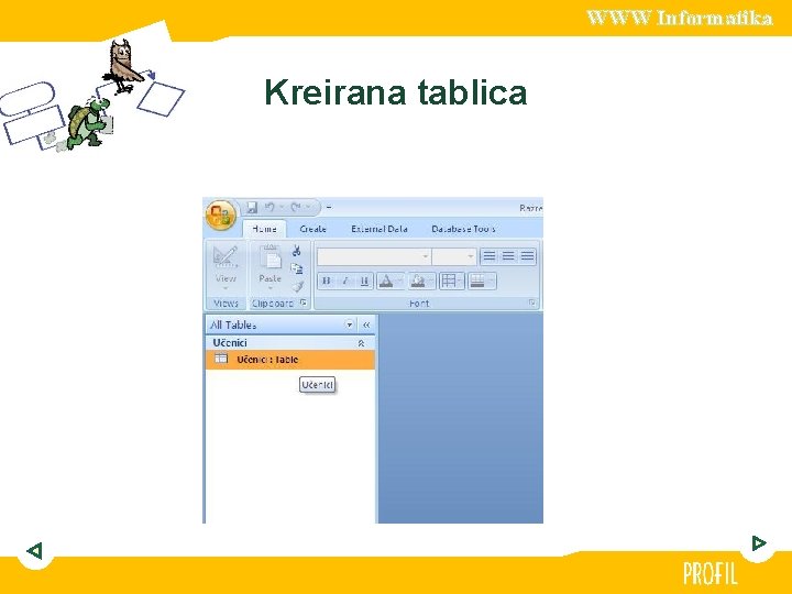 WWW Informatika Kreirana tablica 