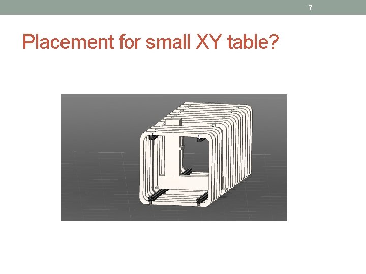 7 Placement for small XY table? 