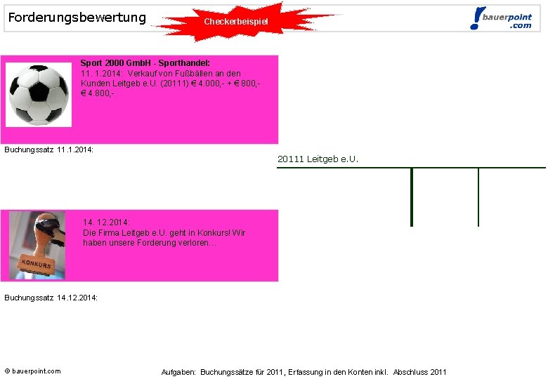 Forderungsbewertung Checkerbeispiel © bauerpoint. com Sport 2000 Gmb. H - Sporthandel: 11. 1. 2014: