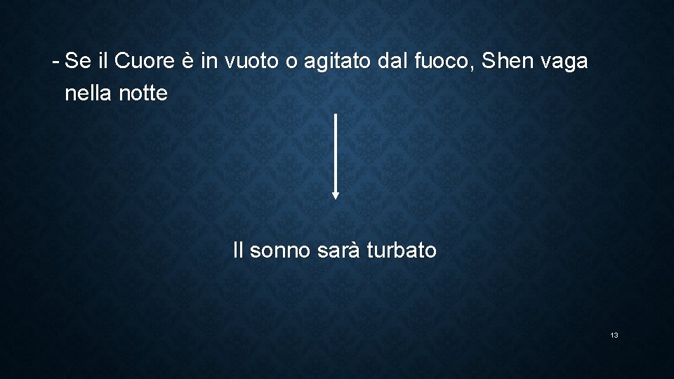 - Se il Cuore è in vuoto o agitato dal fuoco, Shen vaga nella