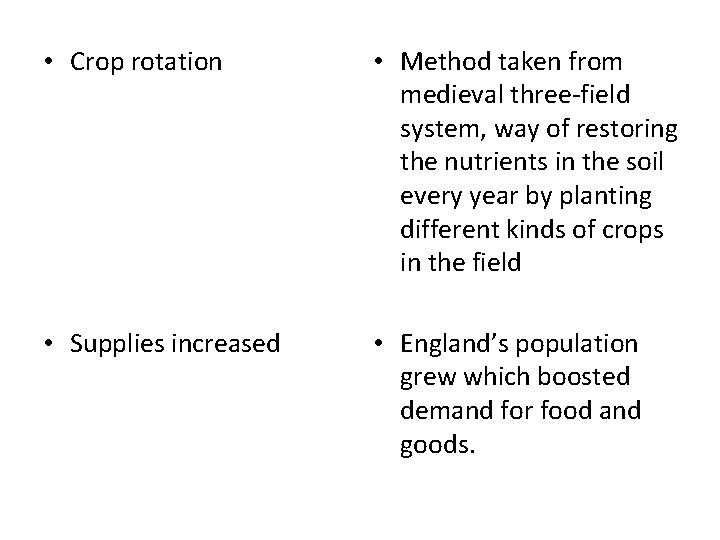  • Crop rotation • Method taken from medieval three-field system, way of restoring