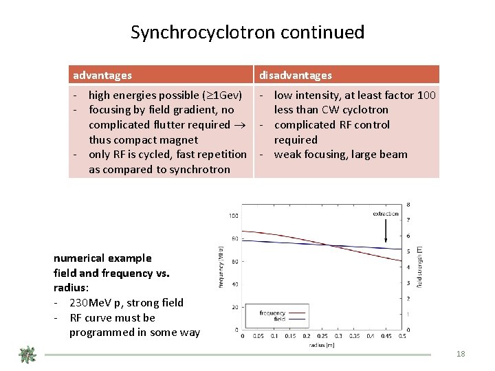Synchrocyclotron continued advantages disadvantages - high energies possible ( 1 Gev) - low intensity,