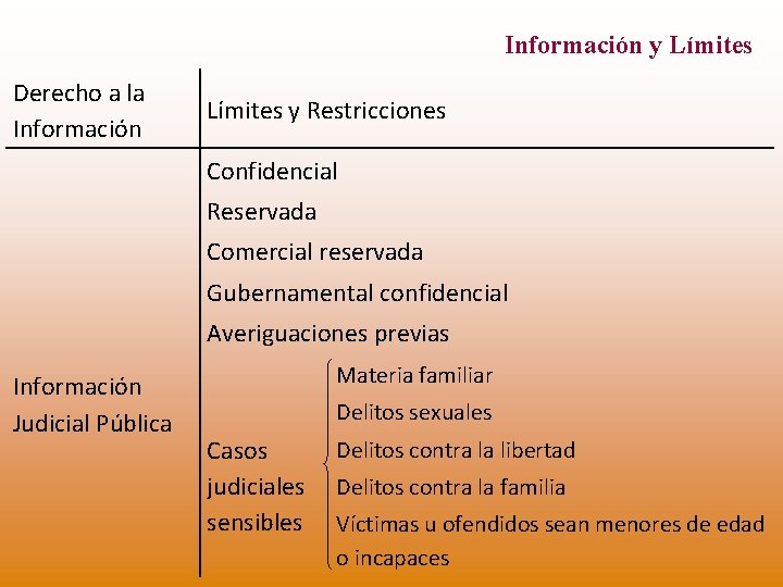 Información y Límites Derecho a la Información Límites y Restricciones Confidencial Reservada Información Judicial