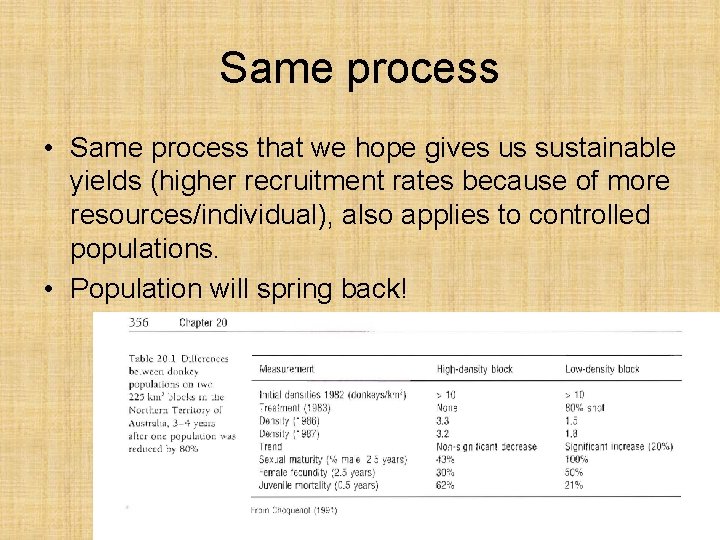 Same process • Same process that we hope gives us sustainable yields (higher recruitment