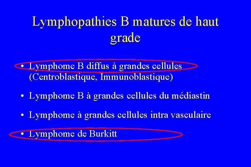 Lymphopathies B matures de haut grade • Lymphome B diffus à grandes cellules (Centroblastique,