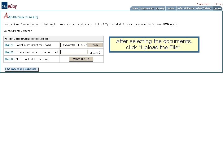After selecting the documents, click “Upload the File”. 