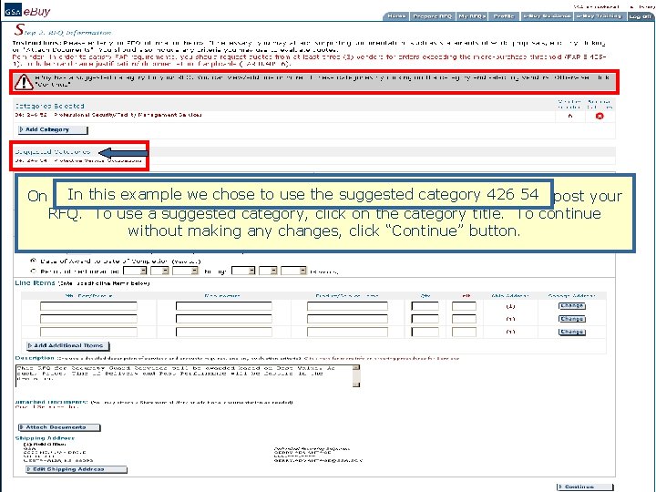 In this example we suggest chose toadditional use the suggested category 426 54 to