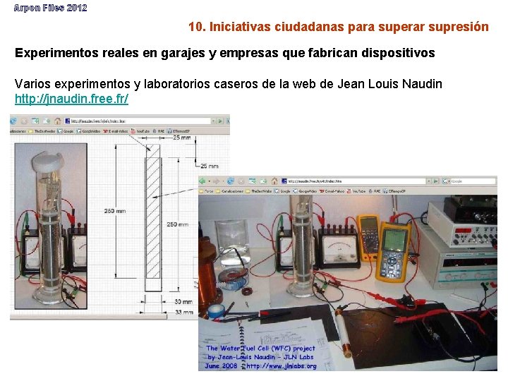 Arpon Files 2012 10. Iniciativas ciudadanas para superar supresión Experimentos reales en garajes y