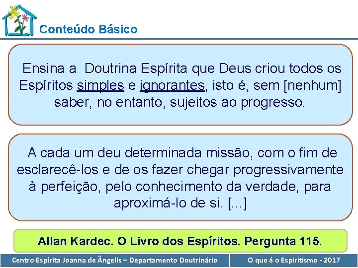 Conteúdo Básico Ensina a Doutrina Espírita que Deus criou todos os Espíritos simples e