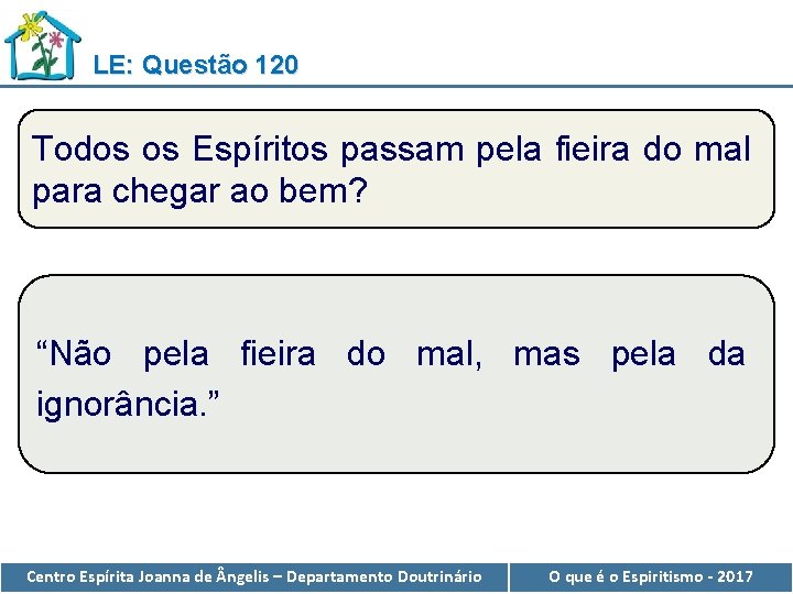 LE: Questão 120 Todos os Espíritos passam pela fieira do mal para chegar ao