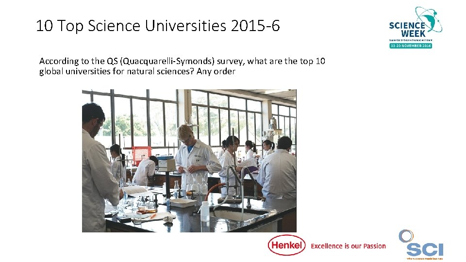 10 Top Science Universities 2015 -6 According to the QS (Quacquarelli-Symonds) survey, what are