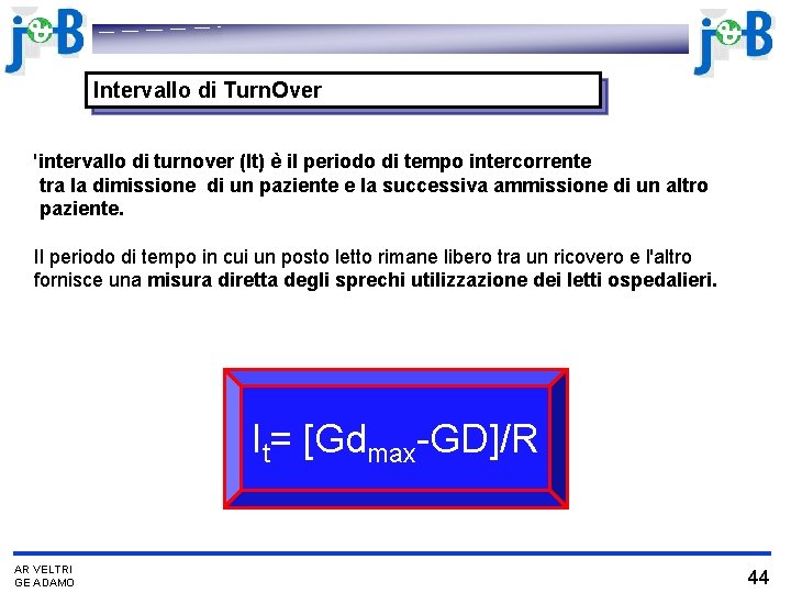 Intervallo di Turn. Over 'intervallo di turnover (It) è il periodo di tempo intercorrente