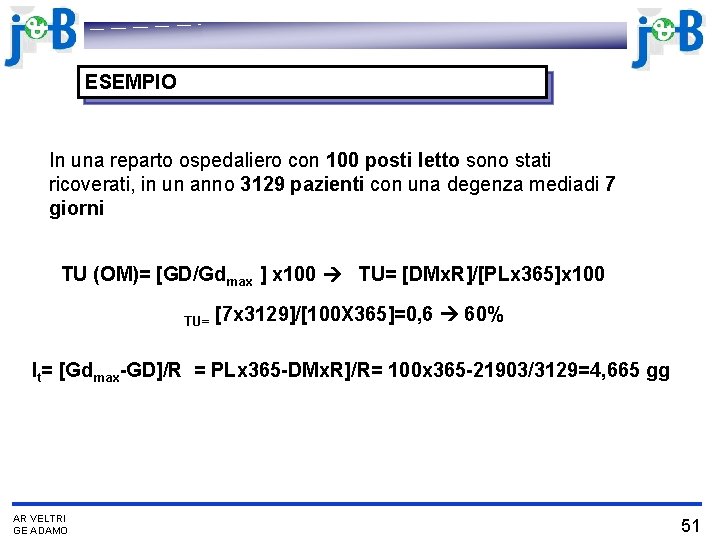 ESEMPIO In una reparto ospedaliero con 100 posti letto sono stati ricoverati, in un