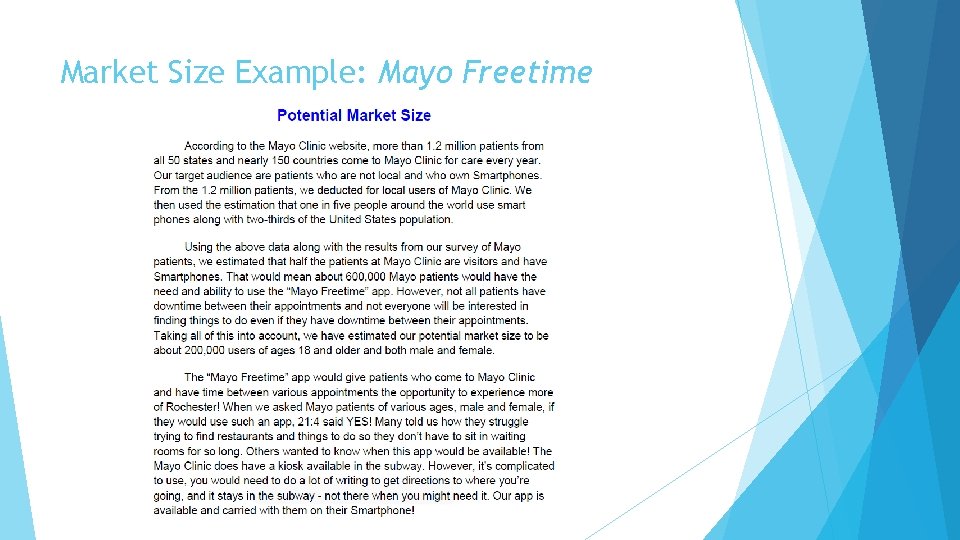 Market Size Example: Mayo Freetime 