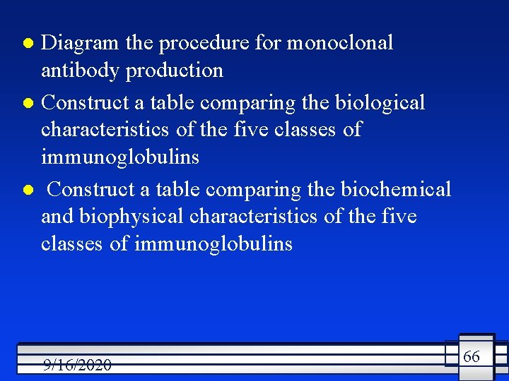 Diagram the procedure for monoclonal antibody production l Construct a table comparing the biological