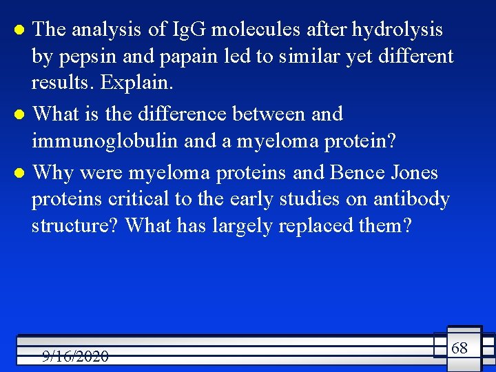 The analysis of Ig. G molecules after hydrolysis by pepsin and papain led to