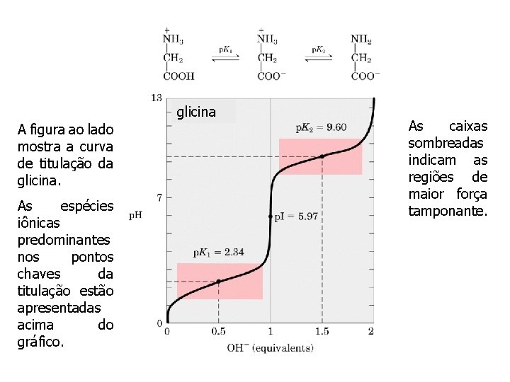 glicina A figura ao lado mostra a curva de titulação da glicina. As espécies