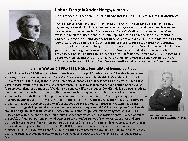 L'abbé François Xavier Haegy, 1870 -1932 né à Hirsingue le 2 décembre 1870 et