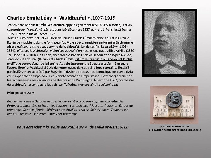 Charles Émile Lévy « Waldteufel » , 1837 -1915 connu sous le nom d'Émile