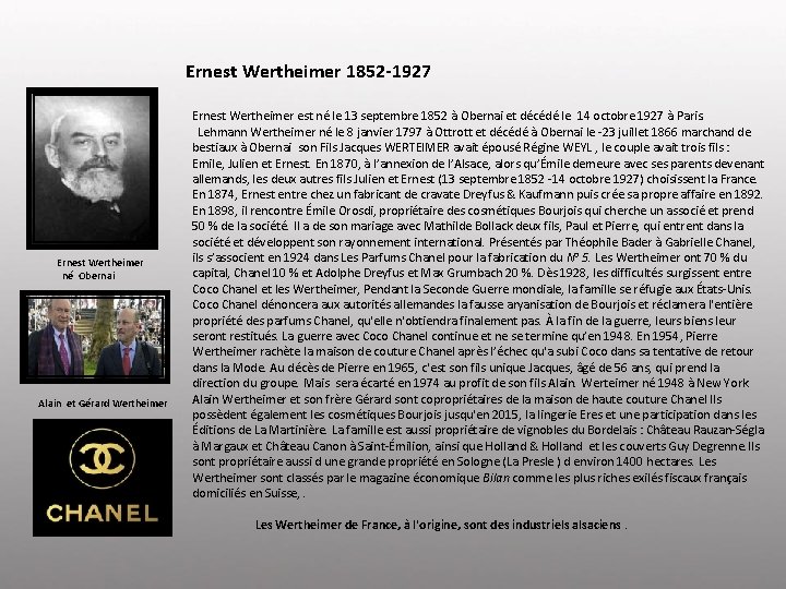 Ernest Wertheimer 1852 -1927 Ernest Wertheimer né Obernai Alain et Gérard Wertheimer Ernest Wertheimer