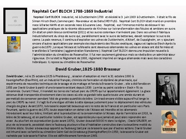 Nephtali Cerf BLOCH 1788 -1869 Industriel Nephtali Cerf BLOCH Industriel, né à Duttlenheim 1788