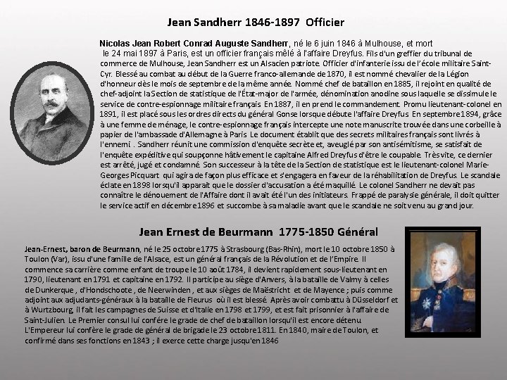 Jean Sandherr 1846 -1897 Officier Nicolas Jean Robert Conrad Auguste Sandherr, né le 6