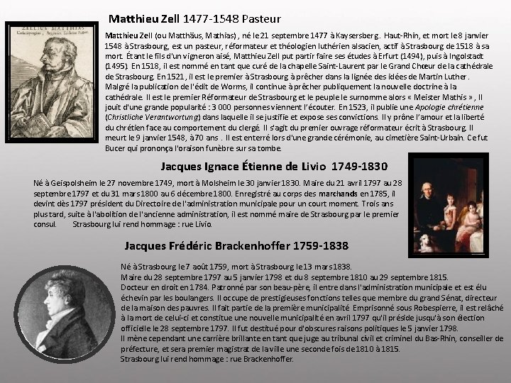 Matthieu Zell 1477 -1548 Pasteur Matthieu Zell (ou Matthäus, Mathias) , né le 21