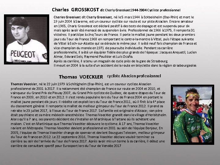 Charles GROSSKOST dit Charly Grosskost 1944 -2004 Cycliste professionnel Charles Grosskost dit Charly Grosskost,