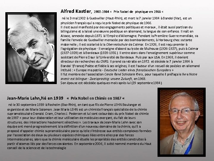 Alfred Kastler, 1902 -1984 « Prix Nobel de physique en 1966 « né le